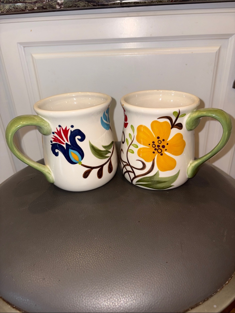 Large Vida Eva Mendes Espana Jardine 20 oz Coffee Cups Handcrafted Mugs Set of 2